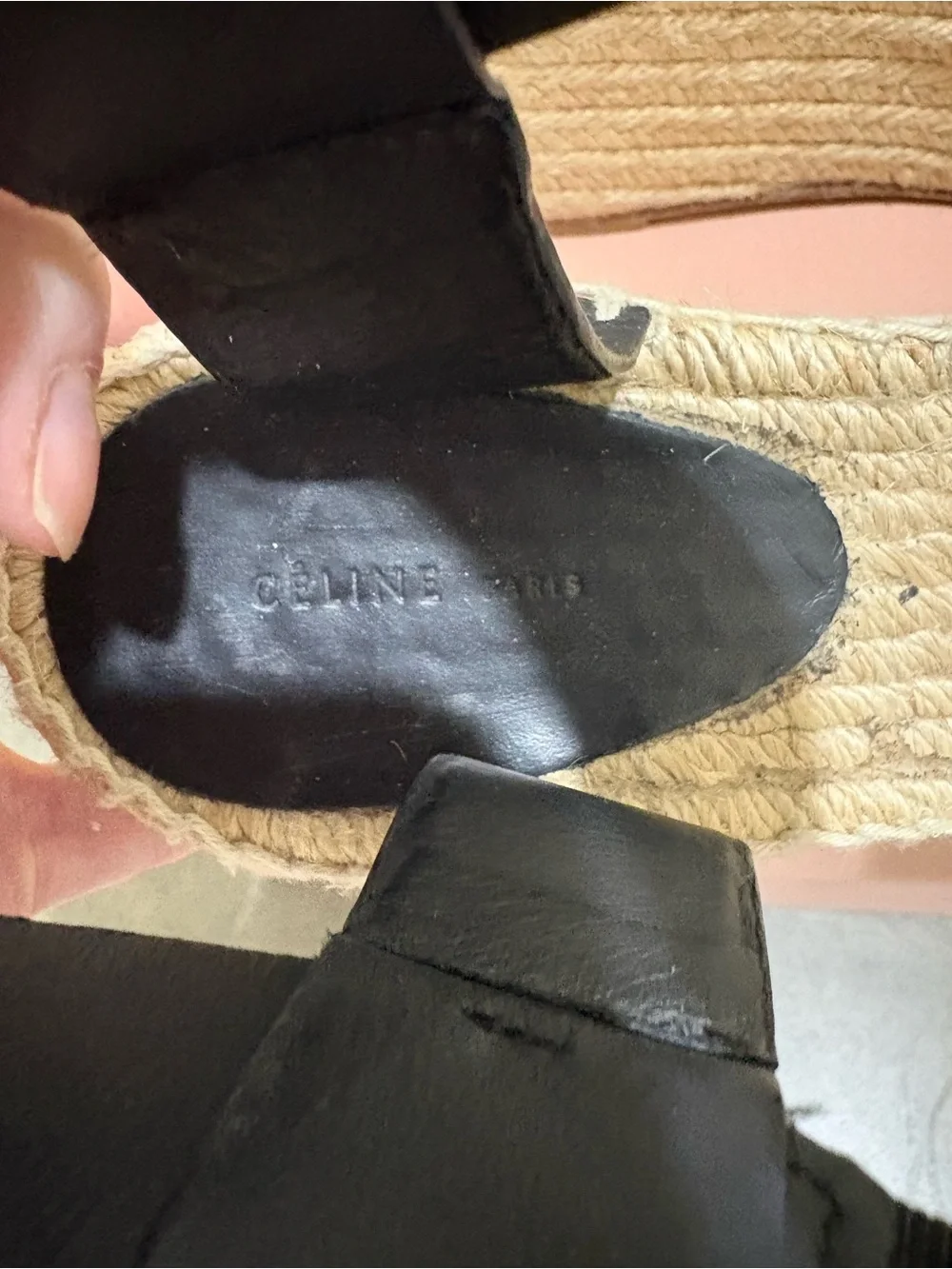 Celine Black Leather Jute-Wrapped Platform Sandals, Great Condition! 8.5 (39)